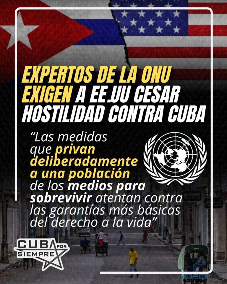 Expertos de la ONU exigen a Estados Unidos cesar hostilidad contra Cuba