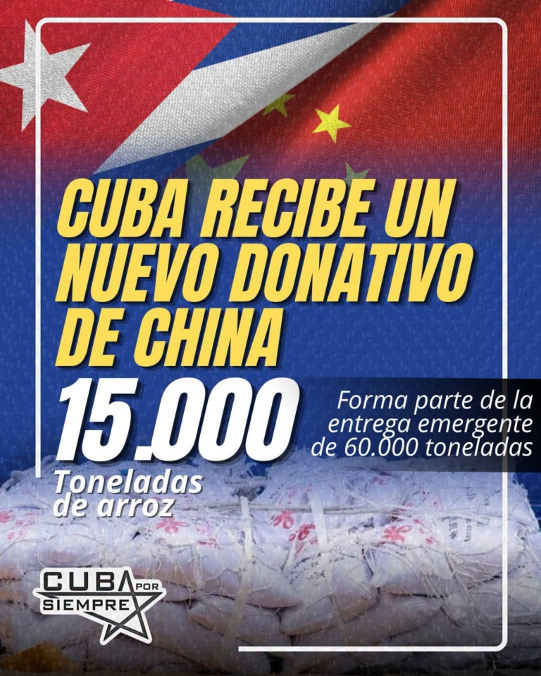 CUBA RECIBE UN NUEVO DONATIVO DE CHINA