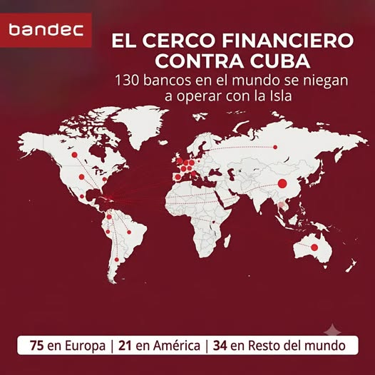 130 bancos en todo el mundo se niegan a operar con Cuba 🇨🇺